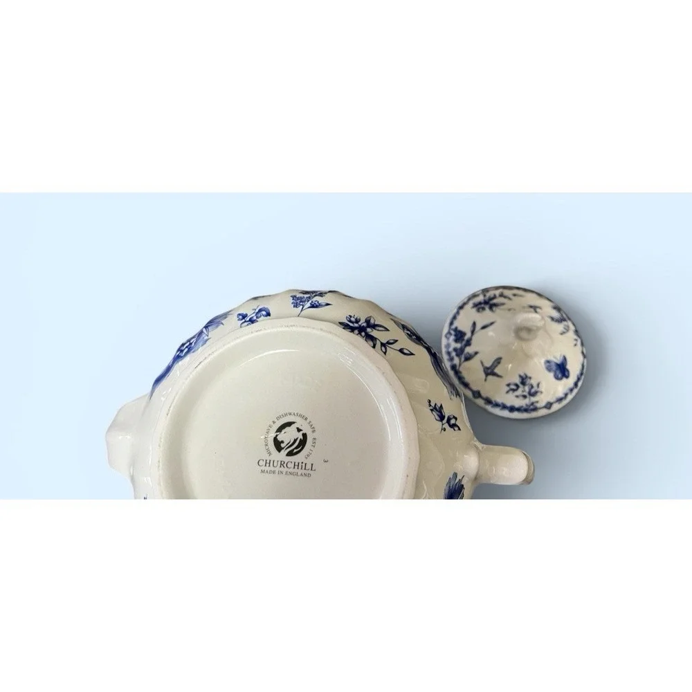 Churchill Toile China Teapot Tea Pot Countryside Butterfly Bird Vintage England